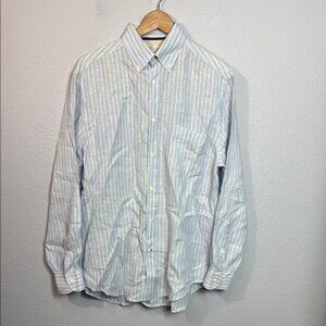 Brunello Cucinelli 100% Linen Men's Striped Button-Down Shirt‎